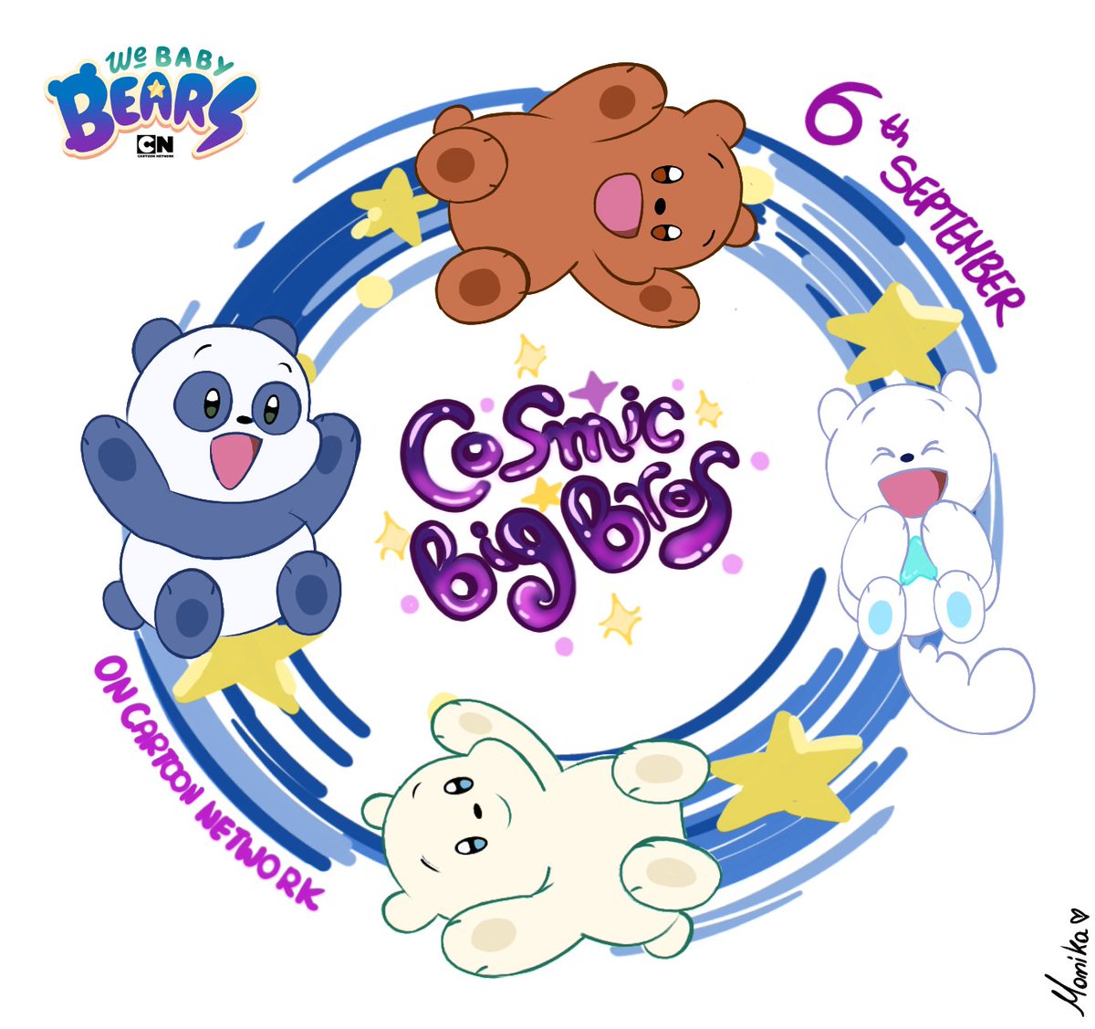 monikaart01's tweet photo. @webabybears : Cosmic Big Bros ✨
.
.
Premieres September 6th on @cartoonnetwork ✨
.
#webabybears 
#fanart #ilustrations #Grizz #Panda #IceBear #Dippy #CosmicBigBros https://t.co/olC7Rqx0Ws