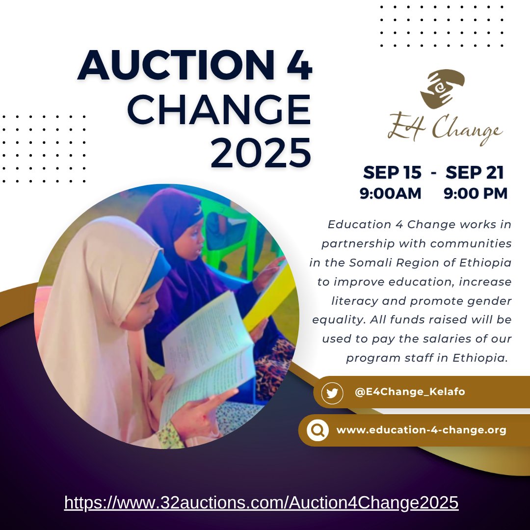 🌟 Our Online Fundraising Auction is coming up soon—and we’re looking for donations! 🌟 From art and gift cards to tickets, spa services, or unique treasures—every item helps support our cause. 💙

If you have something to donate, please email chandra@education-4-change.org🙌