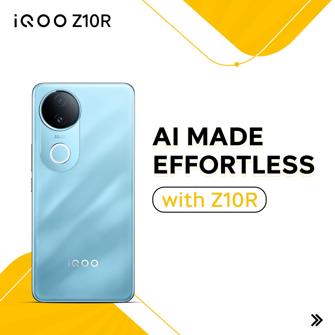 IqooInd's tweet image. Smarter. Faster. Seamless. 

From Circle to Search to AI Erase, the #iQOOZ10R is your effortless upgrade to the future!

🛒 Available now - only on @amazonIN &amp;amp; mshop.iQOO.com

#iQOOZ10R #FullyLoaded
