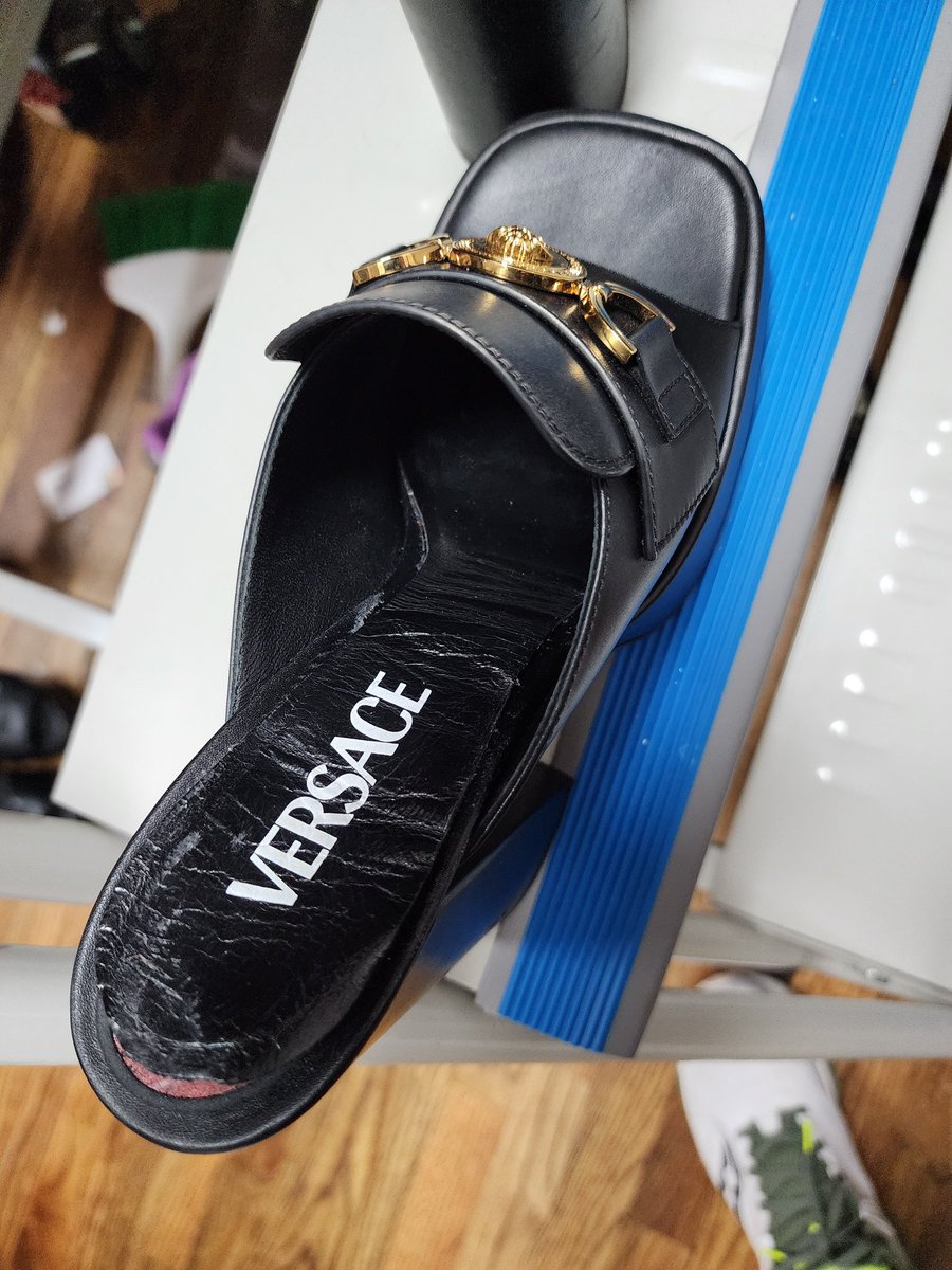 beryrakesh's tweet photo. @Versace I have been trying to reach someone. This has been worn just a few times and this Friday night when it was worn the insole just slid off on both sides??? https://t.co/GXzXkp9jUw