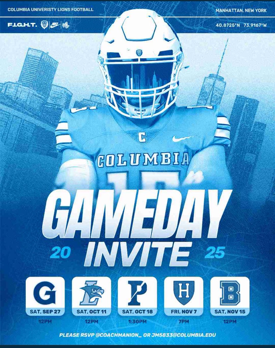 Blessed to be invited out to NY by <a href="/CULionsFB/">Columbia Football</a> and <a href="/Coach_Skjold/">Greg Skjold</a> to catch a game and experience #ivyleague #gameday F.I.G.H.T