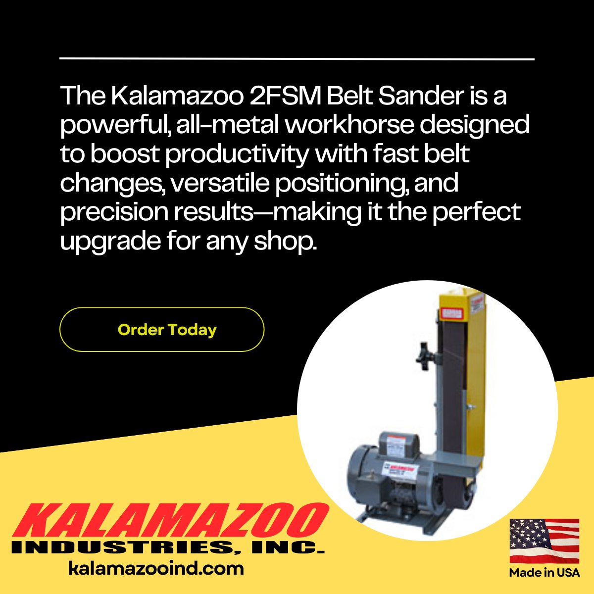 KalamazooInd's tweet photo. 💪 Kalamazoo 2FSM Belt Sander – tough, all-metal, and built for nonstop performance. Fast belt changes, flexible setup, and precision results make it a shop essential. 🔧✨

👉 Learn more https://t.co/hhizlg9aQF

#Metalworking #Fabrication #Woodworking #MachineShop #ShopLife https://t.co/wwa8U6m8Qx