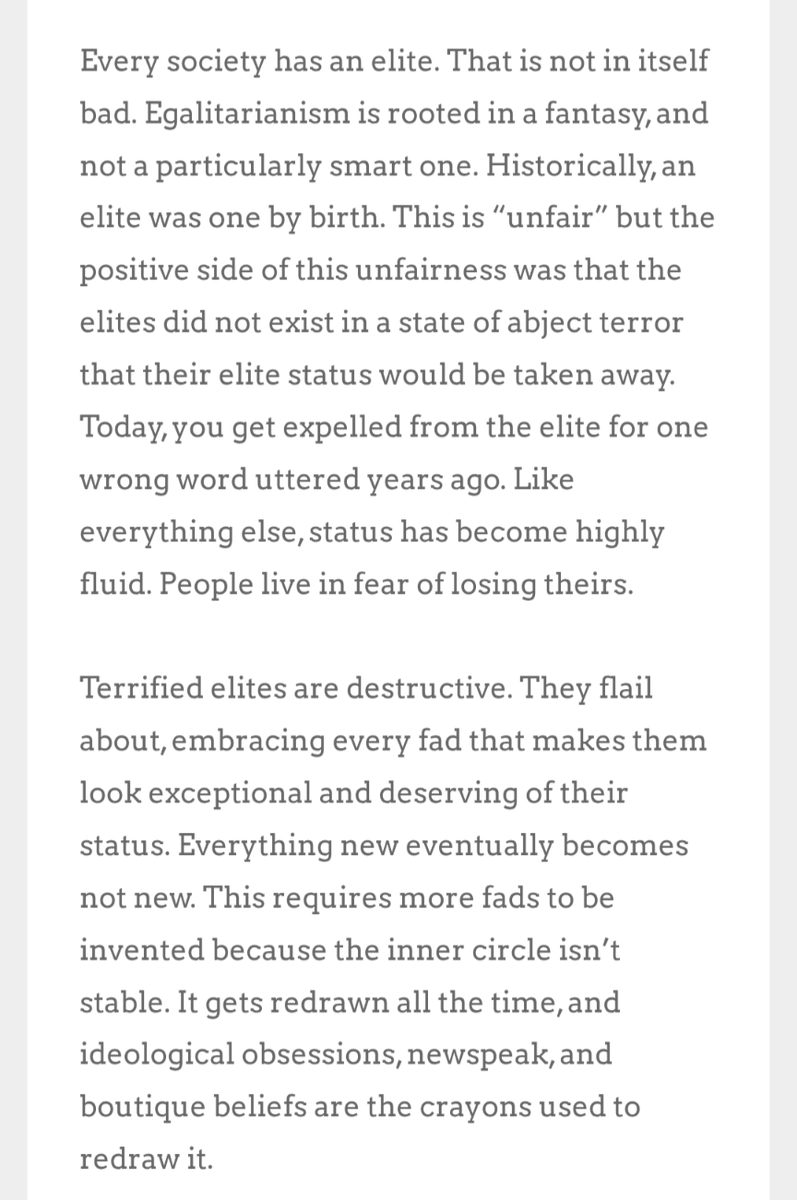 ReoSymes's tweet photo. One of the best justifications for a hereditary elite I've come across, @bog_beef, @Maarblek 
https://t.co/umPtXasmoF
"Today, you get expelled from the elite for one wrong word. Terrified elites are destructive" https://t.co/ITne5twcj3