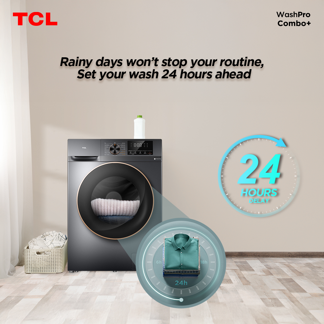 TCLPH's tweet image. Got a busy day ahead? The TCL C20’s 24h Delay Wash feature gives you the freedom to set your laundry time in advance, so you never have to worry about rushing. 

#TCLC20 #TCLWashPro #TCLComboPlus #TCLInspireGreatness #TCLPhilippines