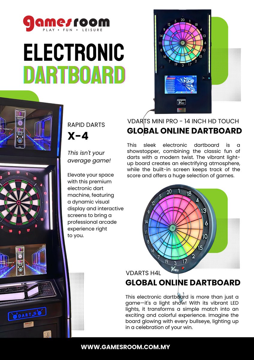 GamesRoomStore's tweet image. Get ready to transform your game night! ⁣Our latest blog post is all about the ultimate electronic dartboard experience. Read the full story and level up your game room!

gamesroom.com.my/electronic-dar…
⁣
#Dartboard #gamesroom #electronicdartboard #dart #bullseye #darts #indoorgames