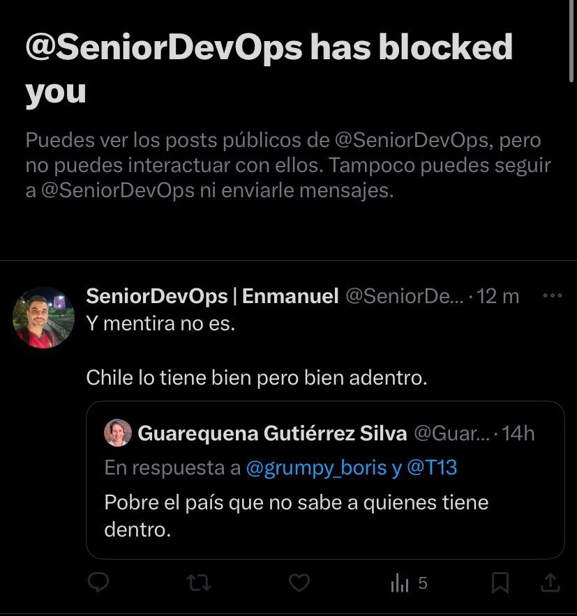ghaustjn's tweet photo. @SeniorDevOps vives en Chile, inmund0 de mrd 😂 ni a ti te gustó permanencer en el mierd4l en el que naciste 😭😭😭😭😭 https://t.co/LQTGmr8wxK
