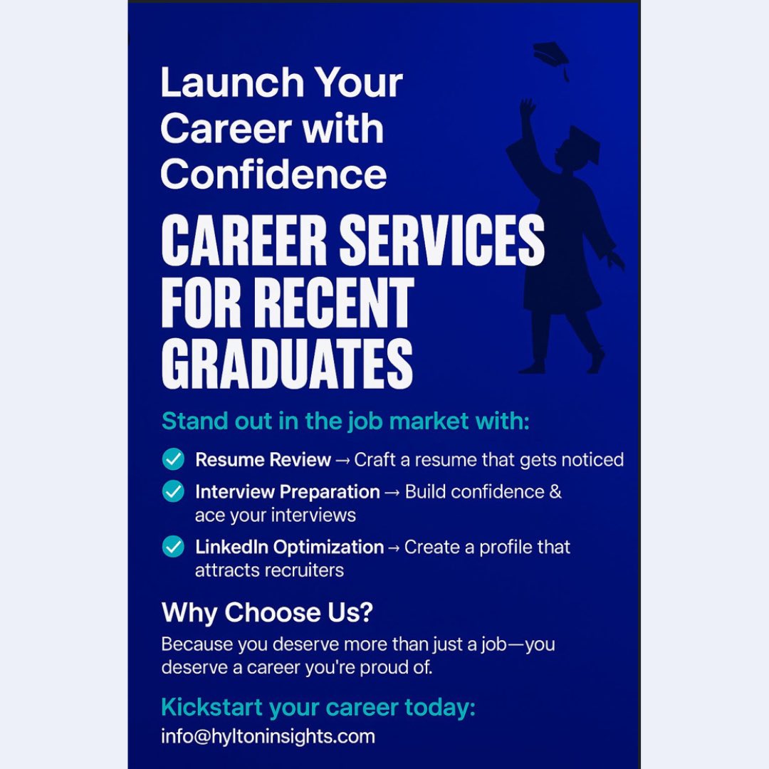 Just graduated? Now what??
If you’re staring at your outdated resume and LinkedIn trying to figure it out, let us connect and figure it out together.
#CareerAdvice #resume #hyltoninsights