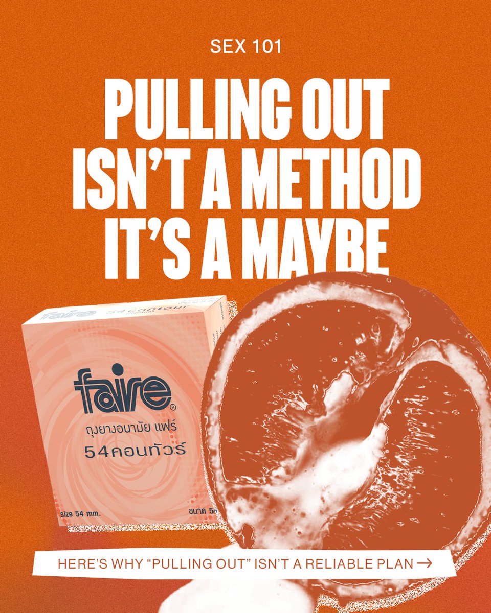 _faireplay's tweet photo. SEX 101: Pulling out ≠ protection 🚫

Here’s why pulling out doesn’t count as protection:
⚠️ Pre-cum can still contain sperm
⚠️ Zero protection from STIs
⚠️ High risk of accidents (lalo na if late mag-pull out)

Condoms are safer, simpler, and way more effective. ✅ https://t.co/DIcYmQ0QvS