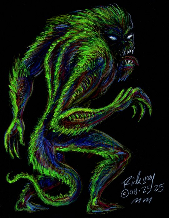 Thedocbot's tweet photo. The new Monday Monster is here and is FOR SALE! Chills! #mondaymonster #monster #monsterart #drawrick #horror #horrorart #horrordrawing #horrorimage #artforsale #artforsalebyartist #originalart #painting #monsterhorror #colorpencildrawing https://t.co/4eo1nfPrjs