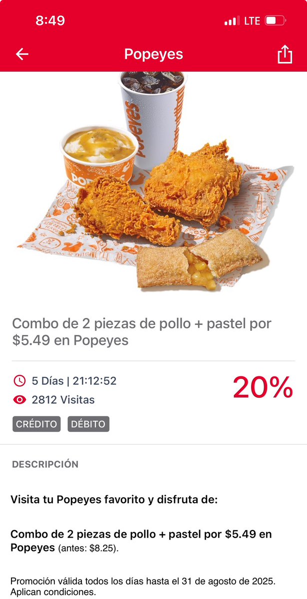 Se supone que esta promo de <a href="/BacCredomaticPa/">BAC</a> y <a href="/PopeyesPanama/">Popeyes Panama</a> está vigente hasta el 31-08-25, pero en el restaurante de Balboa (Ave Cincuentenario y Vía España) no me la quisieron dar. 

Pereza de los empleados o publicidad engañosa? 🤨 <a href="/AcodecoPma/">ACODECO</a>