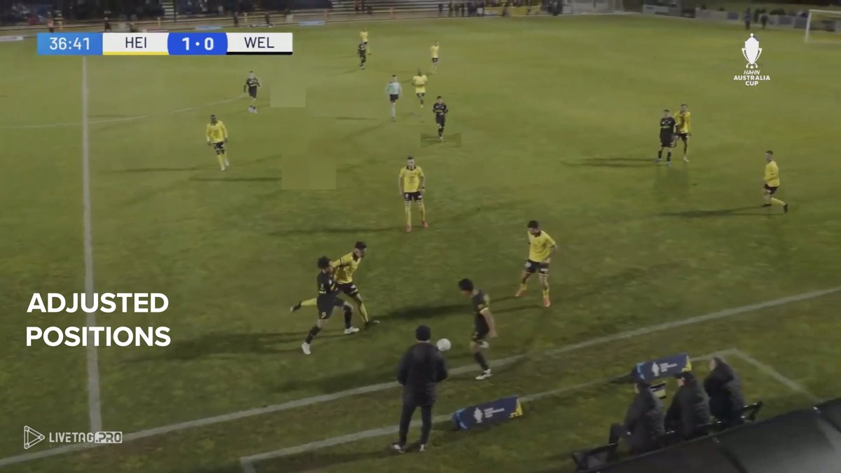 An adjustment Wellington could have made would have been to push one of their CM further forward with the opposite CM coming over as well

This would give them more threat higher up the field, a potential for two switch points (opposite CM and LCB) and a +2 behind the ball