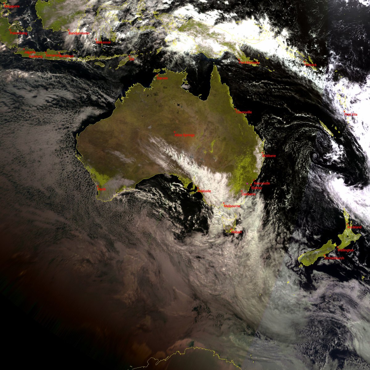 #MeteorMN2_3 morning composite 26 Aug
#Satdump, #QFH, #Nooelec Noaa, #RTLSDR
#ElektroL4 (0:42UTC) 10:42am
Satdump, #DiscoveryDish, #Airspy mini
#weather #LRPT #LRIT #Satellite #Australia #NewZealand #Globe #Earth