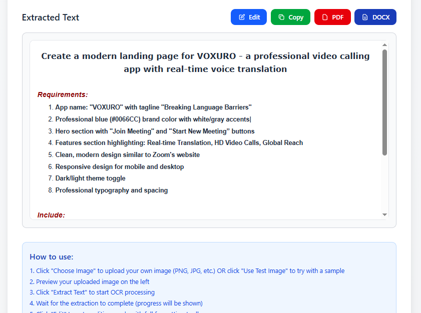 akos_dev's tweet photo. Hey guys,

I added download option to the extracted text in either .pdf or .docx format ⬇️.
And also with a well functioning text Editing/Formatting🔠.

I will love to know what you guys think about it down below👇
#buildinpublic #webdev #100DaysOfCode https://t.co/TBAq55wE1D