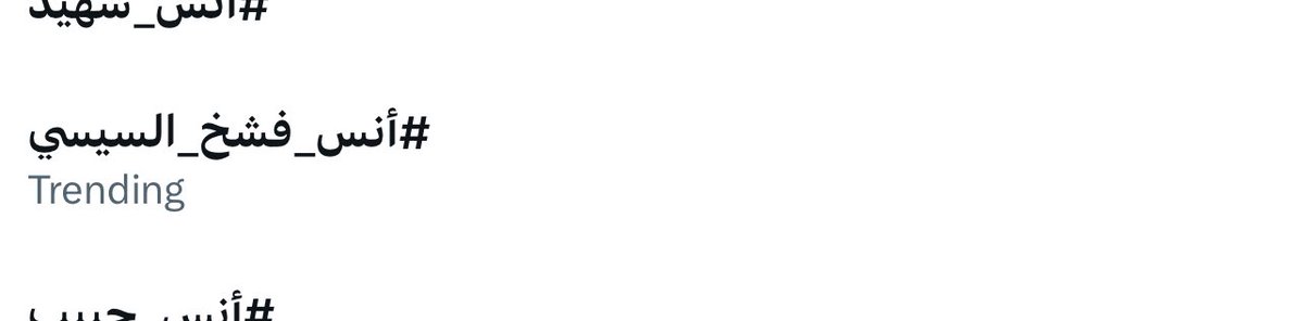 الان #أنس_فشخ_السيسي   ترند
شباب الأمة كلها وليس شباب مصر فقط عاملين شغل ممتاز!!