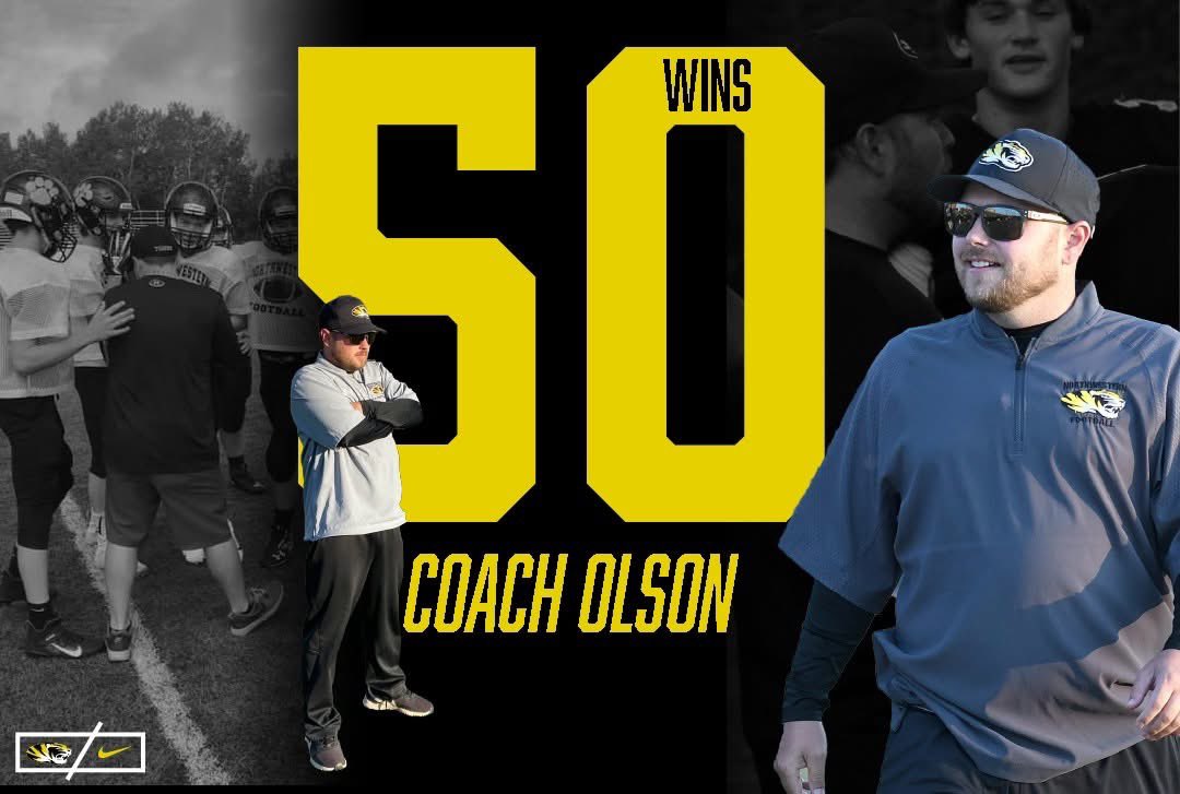 Congrats to Coach Nick Olson for getting his 50th win as Head C-Team Coach tonight in Prescott. 

The C-Team has gone 50-9 since 2018 under Coach O. 

#TigersFootball 
#FearTheRoar