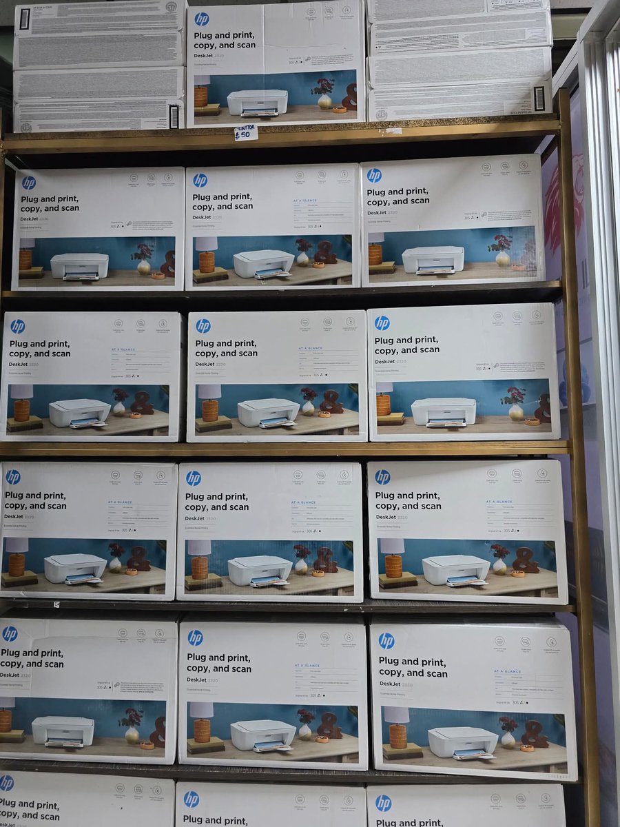 $50~HP DeskJet 2320 All-in-One Printer—a compact, entry-level multifunction inkjet printer suited for everyday home or small-office printing needs. $0784116938