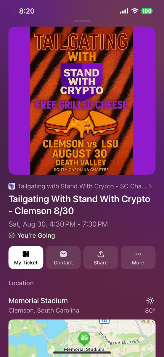 🏈🔥 SC tailgates are going crypto!

🐅 Clemson – Aug 30 vs LSU
🐔 USC – all season in Columbia

✅ Free grilled cheese 🧀
✅ Football + crypto convos
✅ #SmartJobsforSC

Look for the <a href="/standwithcrypto/">Stand With Crypto🛡️</a> shield flag 🚩

👉 RSVP: lu.ma/wf629qo5

#StandWithCrypto #Clemson