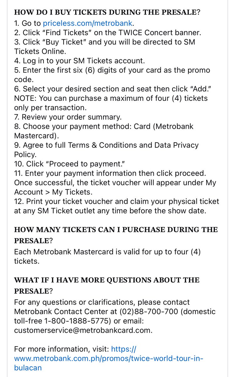 ONCEofCebu's tweet photo. 📌 FAQs for Metrobank Mastercard Presale

1️⃣ When?
🗓 August 27, 2025 (Tomorrow!)

2️⃣ Is this for online selling only?
✅ Yes! Online Presale Link:
🔗 https://t.co/1Au7Dt94ps

3️⃣ Reference
📷 As posted on Metrobank’s official Facebook page:

https://t.co/9V1m9uZogj https://t.co/MyAxXP19AT