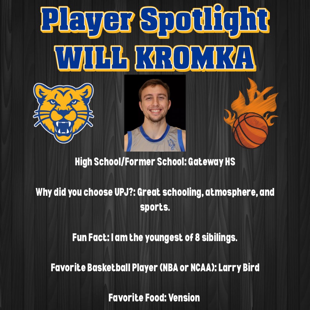 Our first player spotlight is senior Will Kromka!!🐱🏀