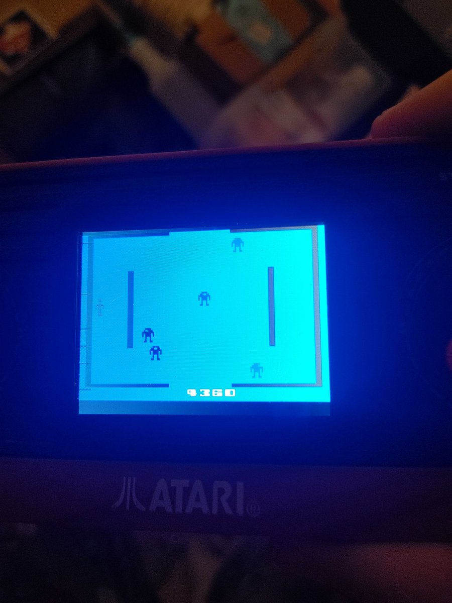 4360 high score at Berzerk!

I rather like this game. It's shooting robots but don't touch the walls because they kill ya too. 

Never had this one as a kid I think. 

I'm getting better at it.