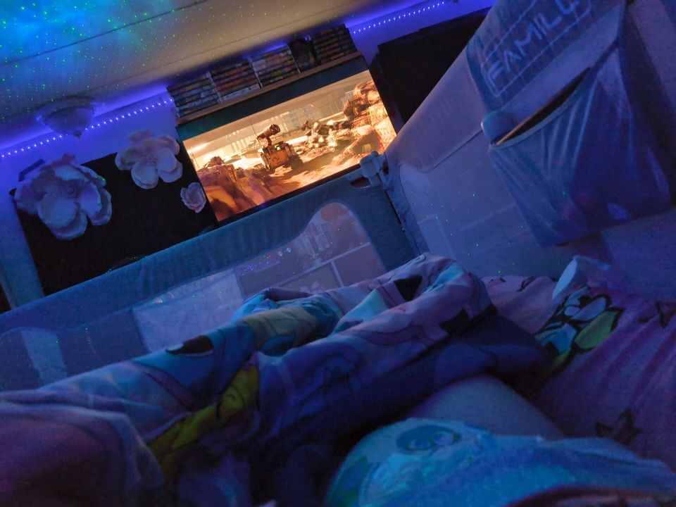 Cozy in the crib with Wall-E on when I really should be asleep 😅