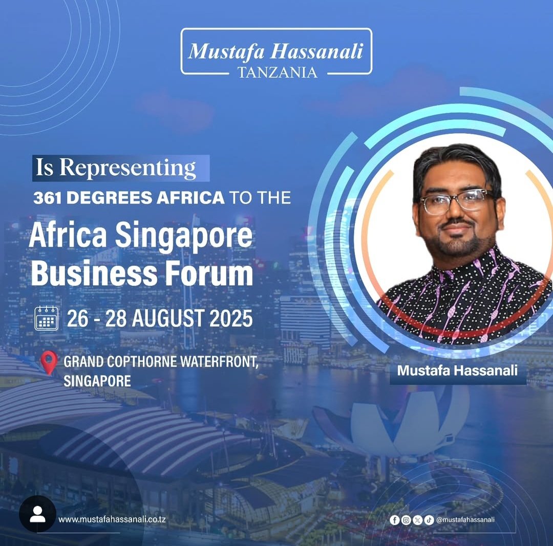 Proud to represent 🇹🇿 <a href="/361tanzania/">361 Degrees Africa</a> at the #AfricaSingaporeBusinessForum 2025 in Singapore 🇸🇬.
Building bridges, changing narratives &amp; unlocking trade + investment between Africa &amp; Asia 🌍✨

#Tanzania #GatewayToEastAfrica #BusinessWithoutBorders