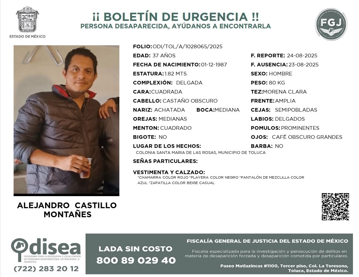 judith_arzola's tweet photo. Hola, les pido favor de difundir, la familia de una conocida no aparece desde el 23 de Agosto 2025, se los agradecería mucho!! 
Esto fue en Toluca, México 
#AlertaAMBER #Odisea  #Desaparecidos  #Mexico  #TOLUCA https://t.co/LPBVoqA8in