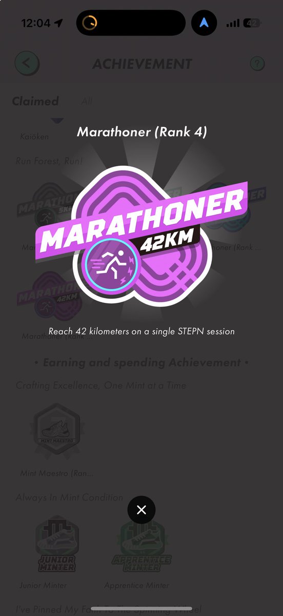 stepnnnnn1's tweet photo. @Stepnofficial 

hoooo…
Finish!!!!!
42km!!!!

#STEPNRun https://t.co/3jLl0gNRCH
