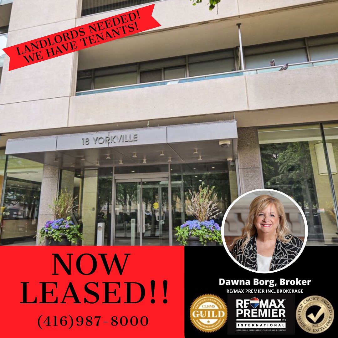 dawnaborg's tweet photo. 🔑 Now Leased- Condominium at 18 Yorkville Ave. #Toronto 

🚨 Do you own an investment property you are looking to lease out? Let me help you find the BEST tenants!

Contact me today and let’s talk about it! https://t.co/y13YIDjPwY

#TorontoCondo #TorontoCondos #TorontoRealtor https://t.co/k33vGewzdq
