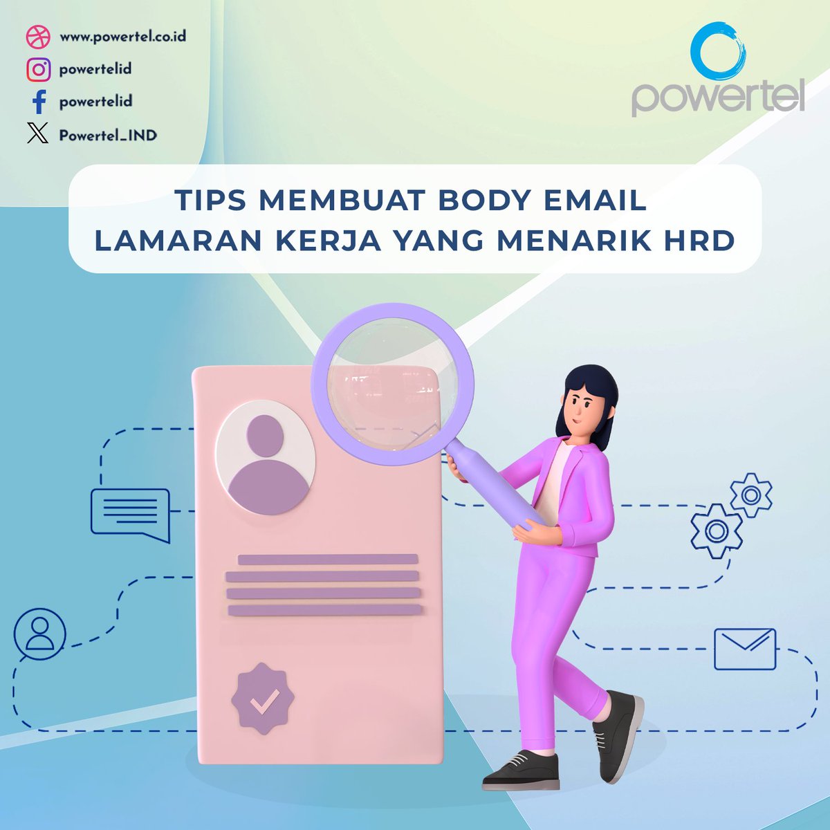 Powertel_IND's tweet image. Tips Membuat Body Email Lamaran Kerja yang Menarik HRD

#lamarankerja #bodyemaillamaran #emaillamaran #caralamarankerja #tipslamarankerja #contohlamarankerja #lamarankerjaprofesional #emaillamaranpekerjaan #tipsmenulislaporan #chatgpt #buatlamarankerja #powertelid