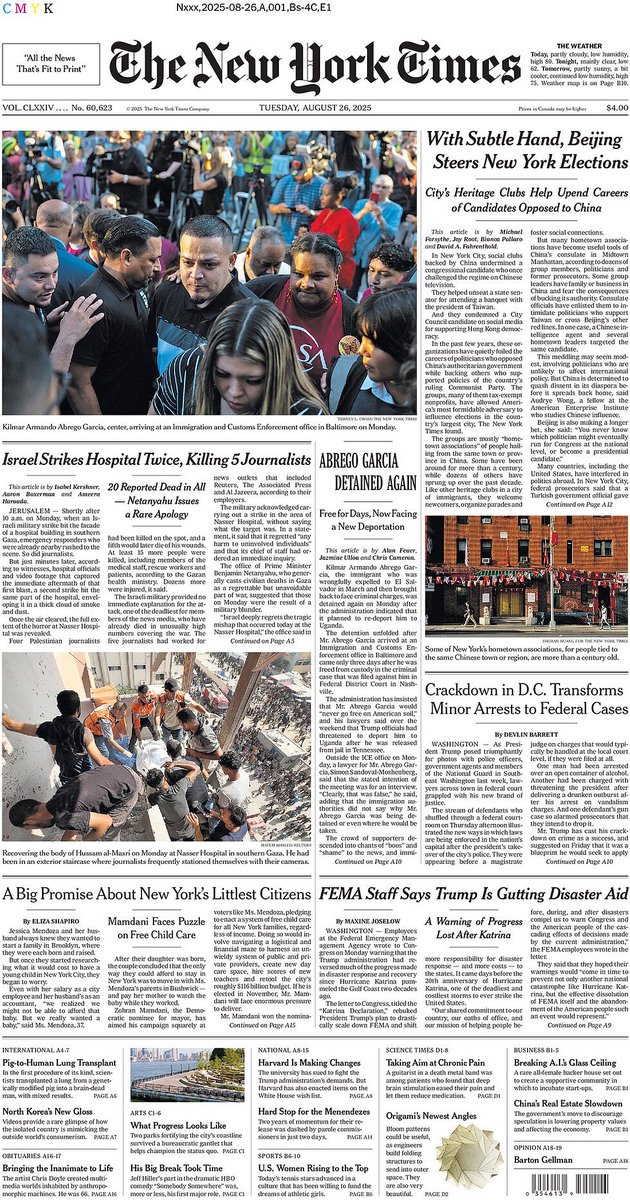 🇺🇸 Abrego Garcia Detained Again

▫A judge in Maryland barred the Trump administration from immediately deporting Kilmar Armando Abrego Garcia until he had a chance to challenge the move
▫<a href="/alanfeuer/">Alan Feuer</a> <a href="/jazmineulloa/">Jazmine Ulloa</a> <a href="/ChrisCameronNYT/">Chris Cameron</a> 
▫is.gd/bqRWtB

#frontpagestoday #USA