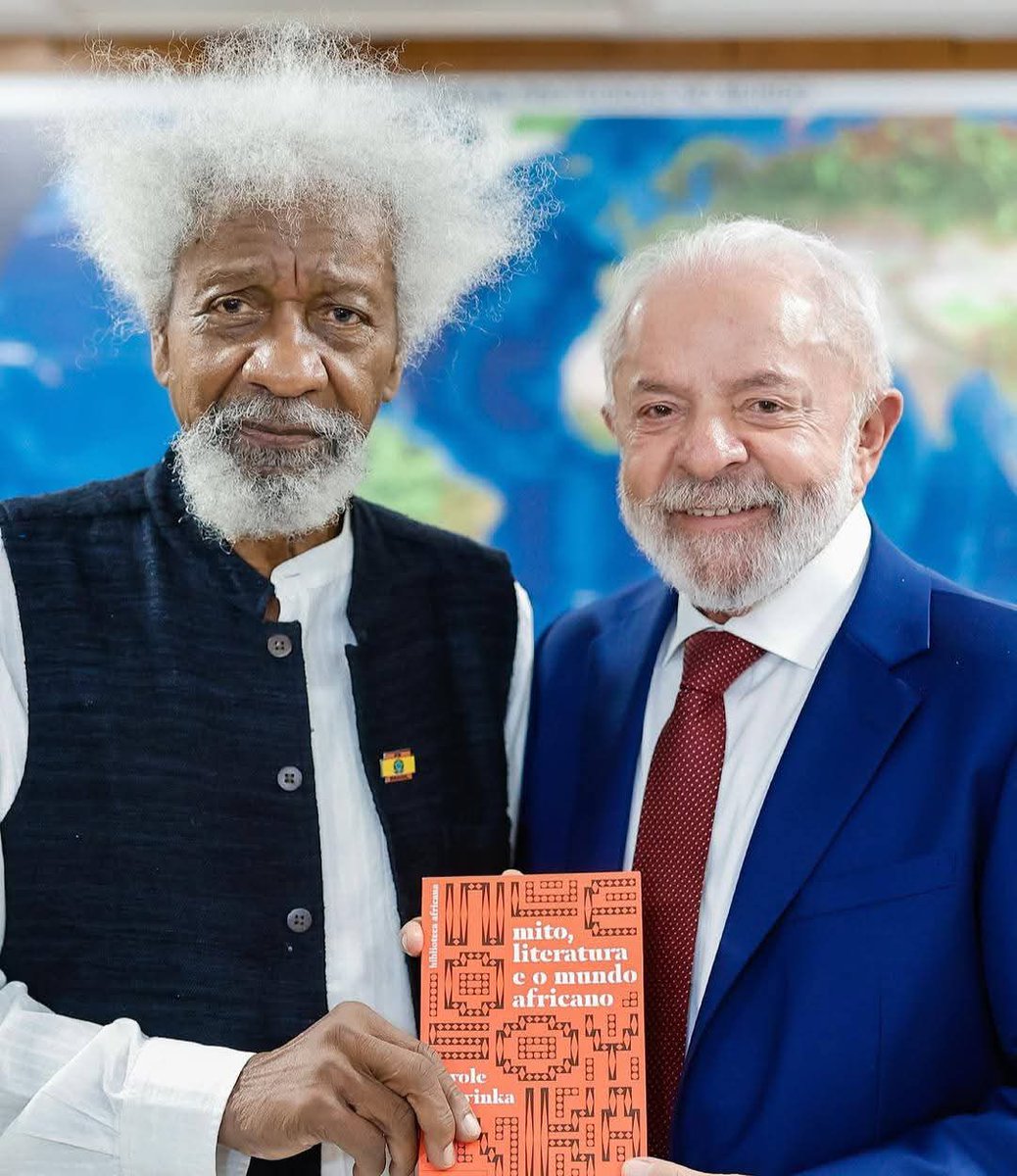 President Luiz Inácio Lula da Silva of Brazil welcomed Africa’s first Black Nobel Laureate in Literature and Nigeria’s only Laureate, Professor Wole Soyinka, during President Tinubu’s state visit yesterday.

Professor Soyinka also presented his classic 1976 book, “Mito,