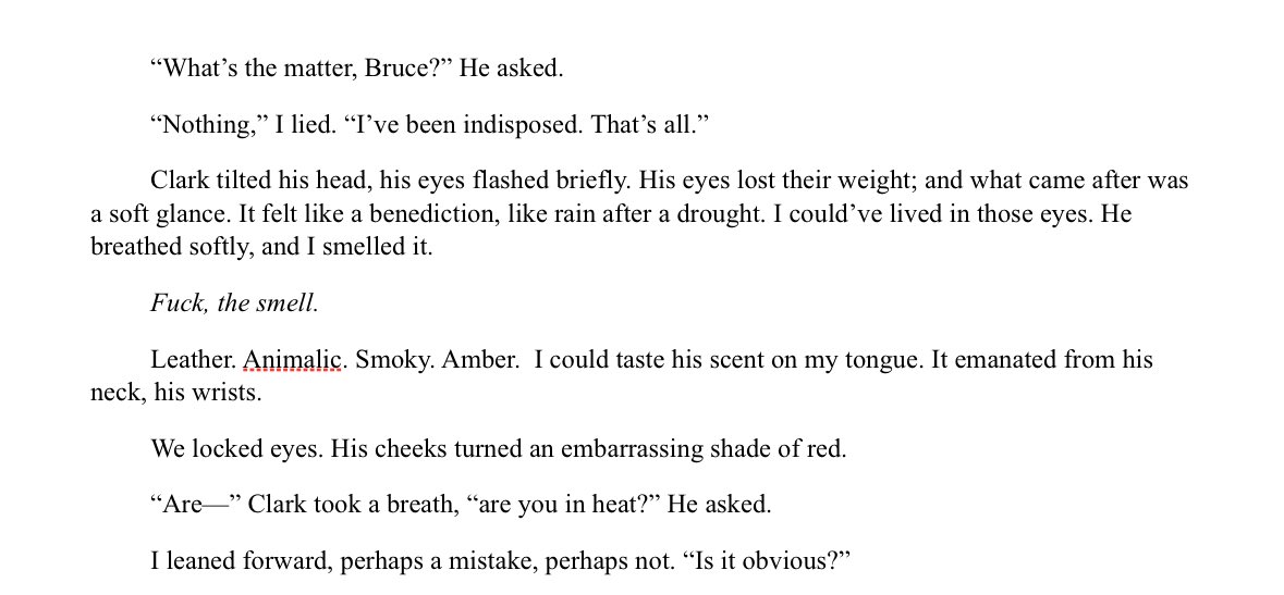 Mad_Ofelia's tweet image. Idk how to post on AO3. Don’t even owe an account, so I’ll be posting the one-shot here. 

Context: Superbat omegaverse one-shot. Batman is the omega, Superman is the alpha DUH. It gets steamy and stinky.