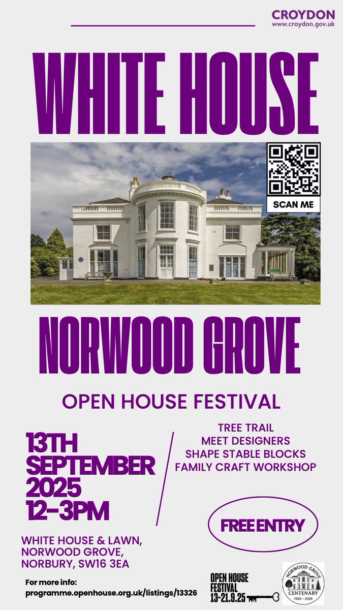 Norwood Grove Open House Festival - 13th September - check out the Wandle Vista and tree trail and have your say on proposals for where future funding should  be spent at Norwood Grove by Croydon Council

programme.openhouse.org.uk/listings/13326