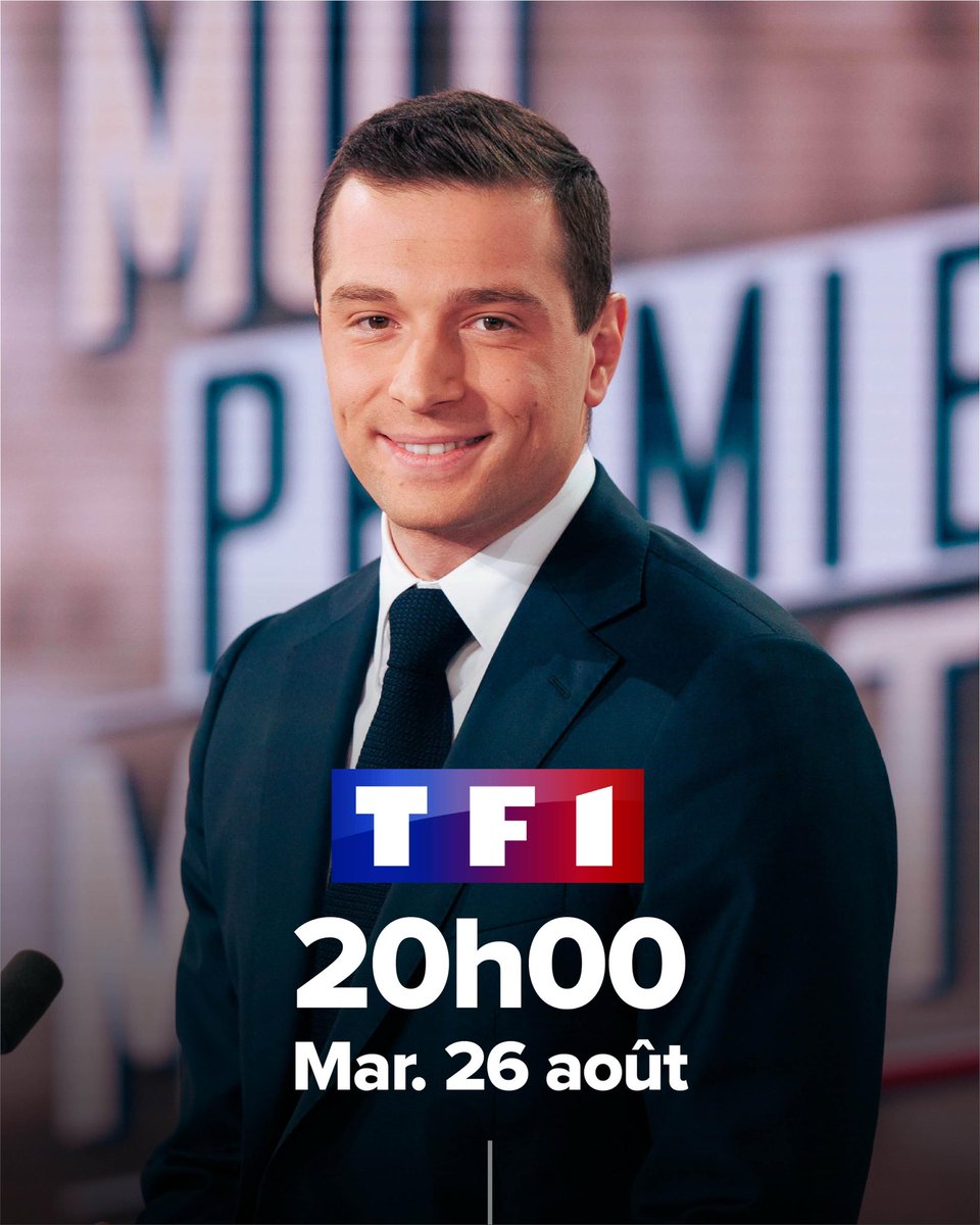 J_Bardella's tweet image. Au lendemain des annonces du Premier ministre, je serai ce soir l’invité du 20h de @TF1.