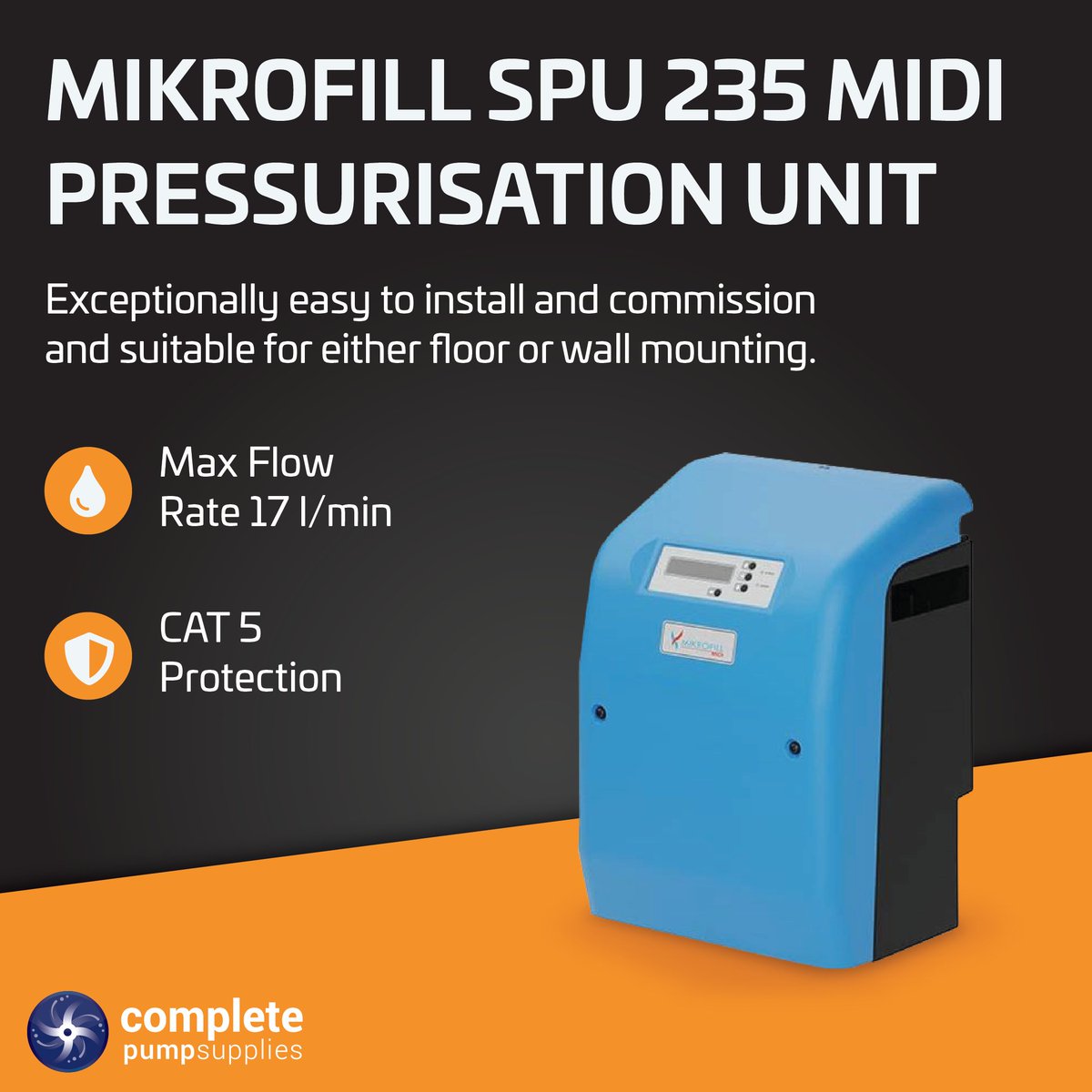 The Mikrofill SPU 235 Midi is a twin pump digital pressurisation unit suitable for either floor or wall mounting, representing the next generation of automatic filling &amp; pressure maintenance solutions for sealed heating &amp; chiller systems.

Shop today! 👉 loom.ly/n-3Pi44
