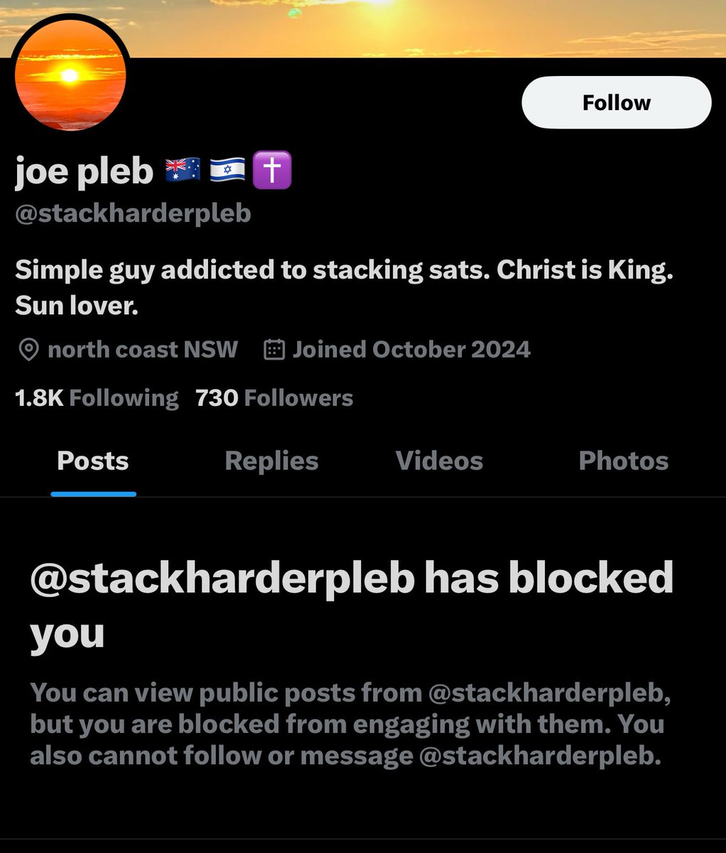 A reminder for fellow aussies that this account is A hardcore judeochristian Zionist pushing the Israeli genocide agenda on the Palestinian people. 

Bitcoin really is for anyone.