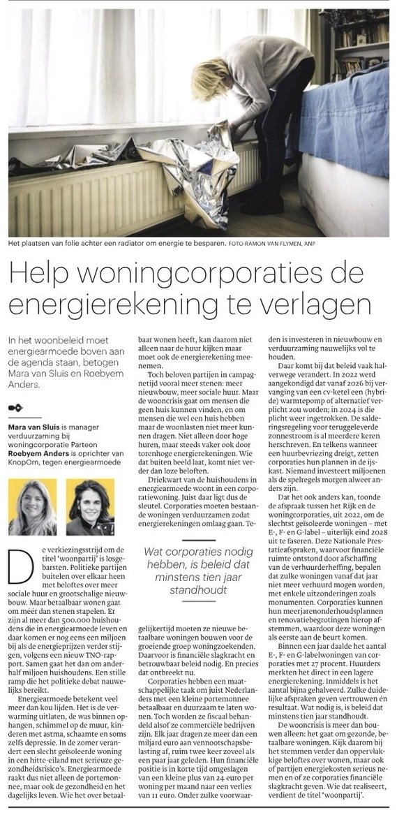 Help woningcorporaties de energierekening te verlagen.