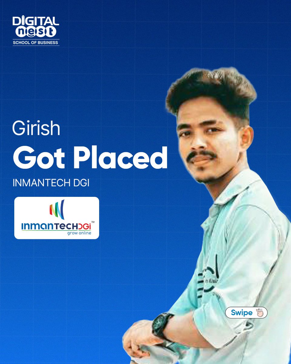 DigitalNestHyd's tweet image. Digital Marketing Course in Hyderabad | Digital Nest Review 2025

Congrats Girish on joining INMANTECH DGI as Jr. Digital Marketing Executive 🚀 At Digital Nest, we turn skills into success stories. Be the next! 📷

#DigitalMarketing #DigitalMarketingCourse #Hyderabad