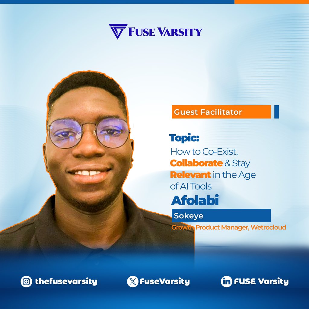 Our Cohort 5, we’re introducing a second Bonus Session for our FUSE Scholars! 🚀

<a href="/SokeyeA/">Afolabi Sokeye 🧱</a> will be leading this powerful session on how to co-exist, collaborate, and stay relevant in the age of AI tools.

This session is designed to help our students thrive in an AI-driven world.