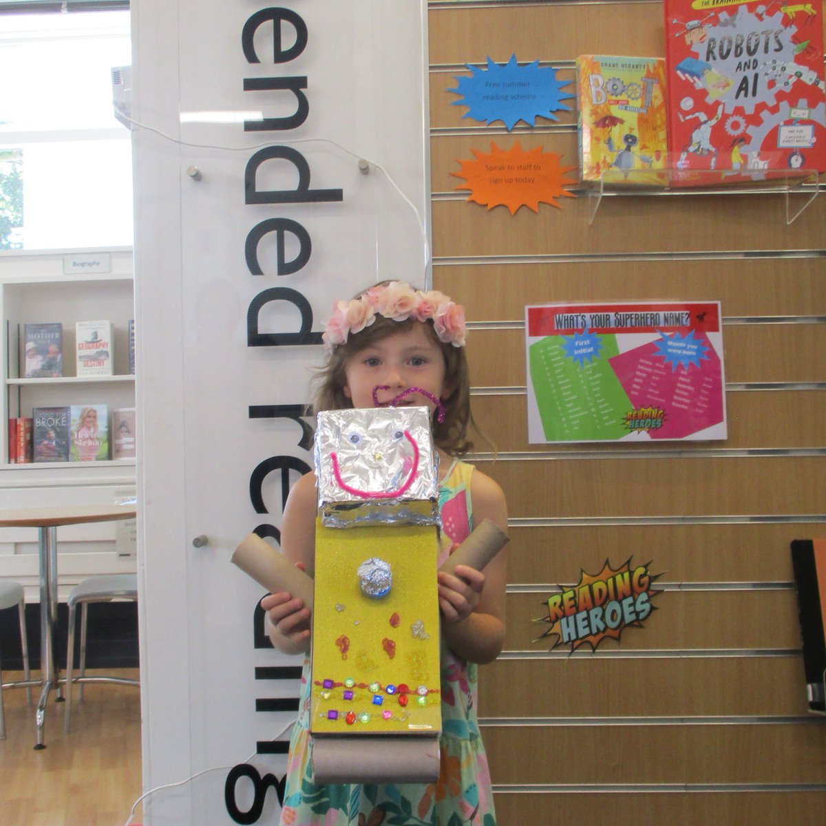 LancsLibraries's tweet image. A big thank you to all the children and parents who attended #CarnforthLibrary  and #LongtonLibrary for our #LancsReadingHeroes events and made some amazing robots.