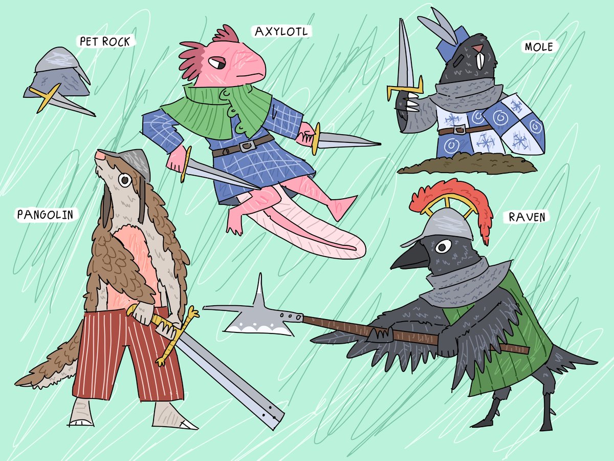 Little critters as medieval knights