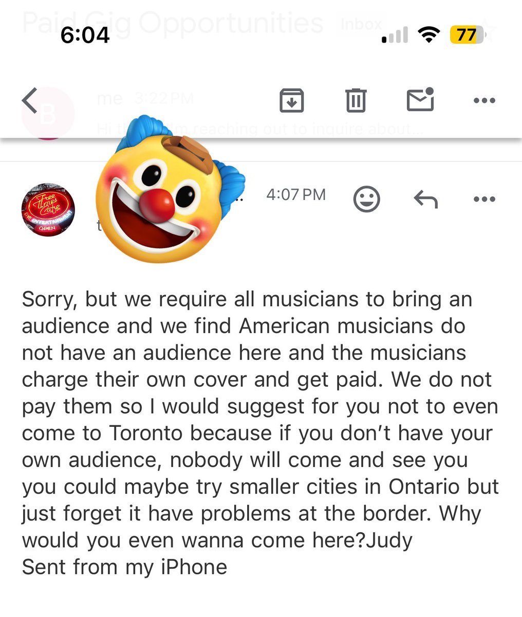 Musicians, beware of Free Times Café in Toronto
I’m a Canadian Toronto-based guitarist and composer, trained at Berklee College of Music, with international touring experience and music awards under my belt. The owner is apparently prejudice against US musicians. #toronto #music