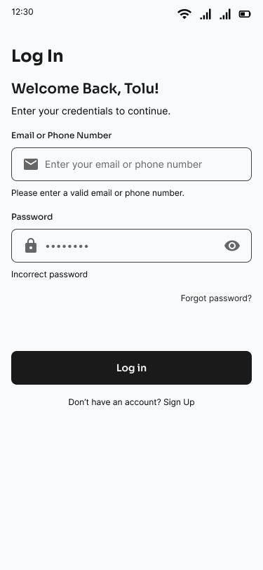 alihameendesign's tweet photo. Wireframing update ✍️
Next screens:
🔹 Login
🔹 Forgot Pwd
Added:
✔️ Inline error msgs (~22% less errors)
✔️ Show/Hide pwd (30% less resets)
✔️ Input icons
Aims to reduce friction, boost success.
#UXDesign #Wireframes #MobileUX #SaaS #UXForStartups https://t.co/g57uPUJQPJ
