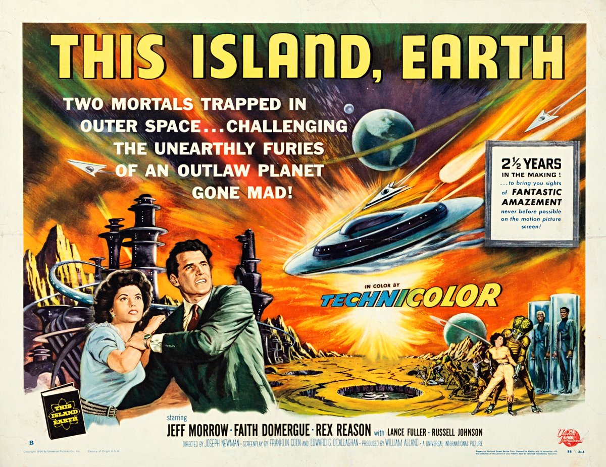 THIS ISLAND EARTH half sheet, illustrated by Reynold Brown, 1955.