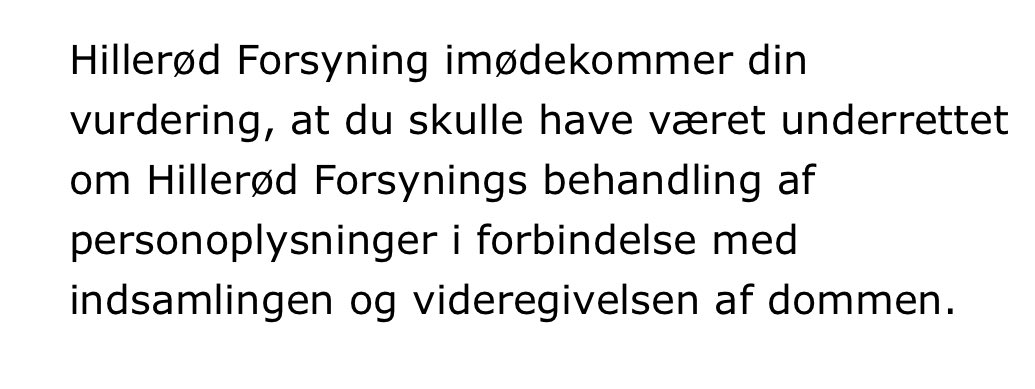 Hillerød Forsyning - Formandens kasket-forvirring 
Den 23. juni faldt dommen i den privat sag mellem Tue Tortzen og mig.
Omgående  derefter sendte Tue – i sin rolle som bestyrelsesformand – dommen direkte til Hillerød Forsyning.

👉 Dommen blev allerede dagen efter brugt i en