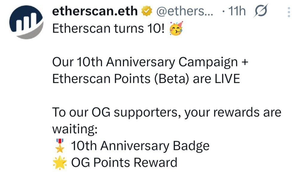 mdtarekrohoman π,π (@mdtarek51891646) on Twitter photo π€·ββοΈEtherScan 10th Anniversary Campaign & Etherscan Points are LIVE
πetherscan.io/points
Login Your (OLD) Account
Bind Wallet & Earn Points
Redeem For Rewards
#10YearsofEtherscan <a href="/etherscan/">etherscan.eth</a>. π€·ββοΈEtherScan 10th Anniversary Campaign & Etherscan Points are LIVE
πetherscan.io/points
Login Your (OLD) Account
Bind Wallet & Earn Points
Redeem For Rewards
#10YearsofEtherscan <a href="/etherscan/">etherscan.eth</a>.