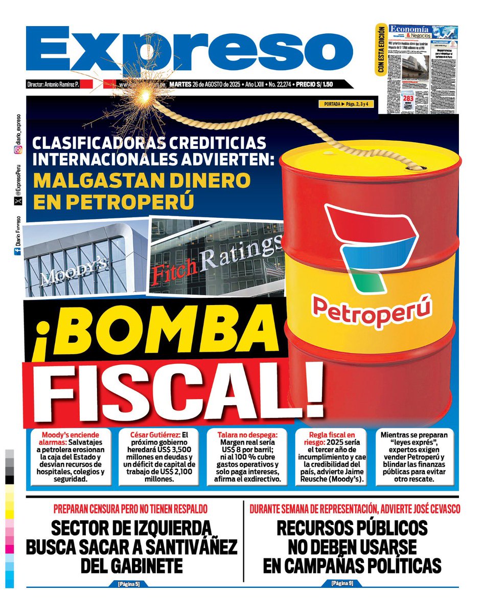 CampanitaCarra's tweet image. 💣 ¡CRIMINALES!
Este desgobierno convirtió a #Petroperú en la cloaca más cara del país:
⚠️ US$ 3,500 millones en deudas
⚠️ Déficit de US$ 2,100 millones
⚠️ Talara quebrada sin cubrir ni costos
Están saqueando hospitales, colegios y seguridad para mantener su festín.
👉 ¡Están