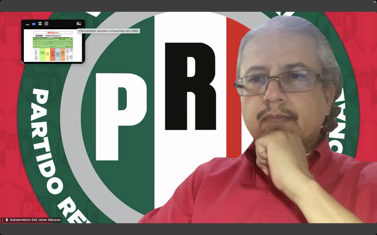 En línea, aprendiendo como participante en la 3ra. sesión del Seminario de Profesionalización de la Estructura de Representación.
#LibertadPRI #Democracia #JusticiaSocial

<a href="/alitomorenoc/">Alejandro Moreno</a> <a href="/rigofuentes/">RodRigo Fuentes Ávila</a> <a href="/getrice282/">GERARDO TRIANA</a> <a href="/LuisEMCPRI/">Luis Enrique Mena Calderon</a> <a href="/BetanzosOficial/">Israel Betanzos C.</a> <a href="/PRICDMX_/">PRI Ciudad de México</a> <a href="/SAE_CEN/">Secretaría de Acción Electoral del CEN del PRI</a> <a href="/CNVPRI/">Comisión Nacional de Vigilancia</a> <a href="/PRI_Nacional/">PRI</a>
