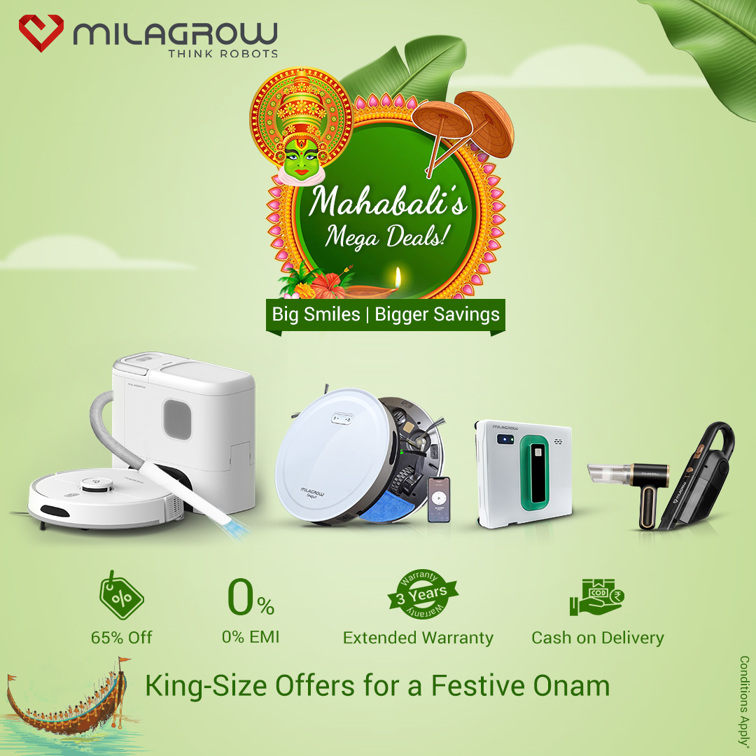 🌸Celebrate the harvest of culture, joy, and shared moments with family and friends. Wishing you prosperity and happiness.
Shop Now: zurl.co/Gmyrb 

#HappyOnam #OnamCelebration #FestiveJoy #Togetherness #Onam2025 #Milagrow #Technology #HarvestSeason #smartcleaning